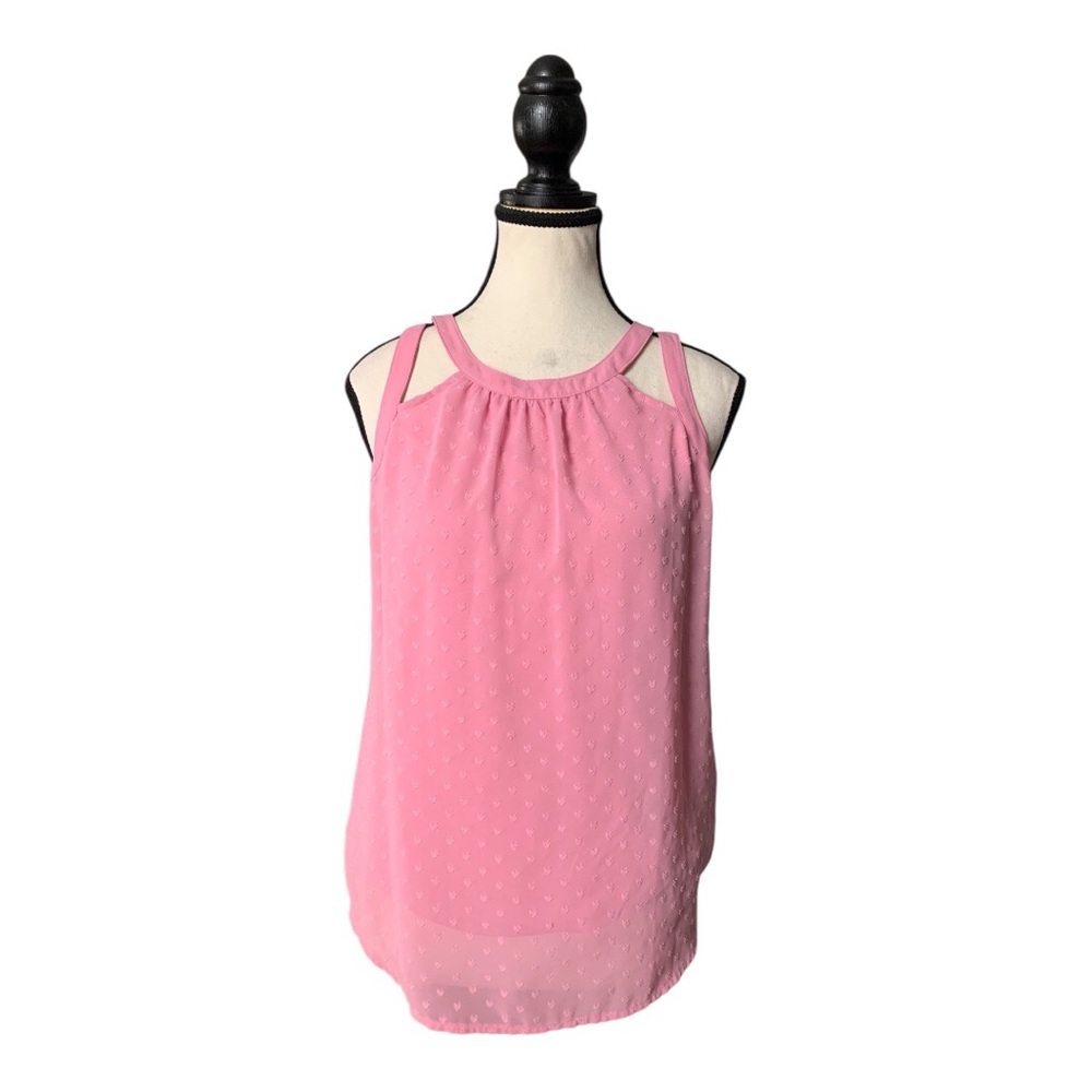 Candie's Women's/Junior's Double Layered Pink Shirt with 3D Textured Hearts